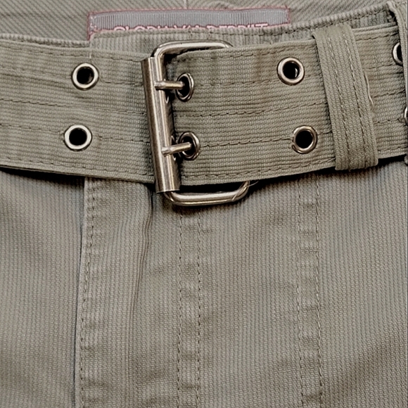 Gloria Vanderbilt Olive Green Cropped Cotton Utility Cargo Pants w/Belt - Size 8 - Picture 5 of 11